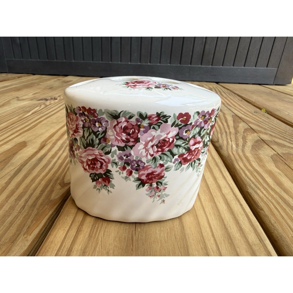 Vintage Otagiri Floral Porcelain Toothbrush Holder Cottage Core Granny Farmhouse
